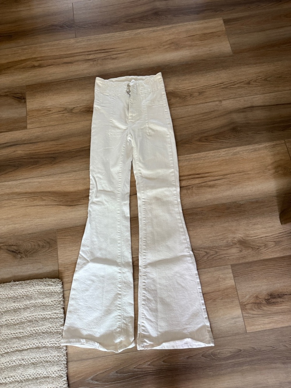 Free People White Jayde High-Rise Flare Jeans